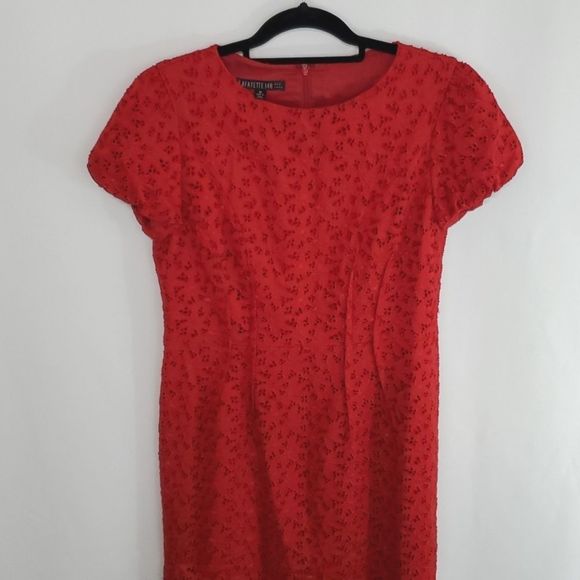LAFAYETTE 148 Red Eyelet Dress (D318) - Picture 4 of 10
